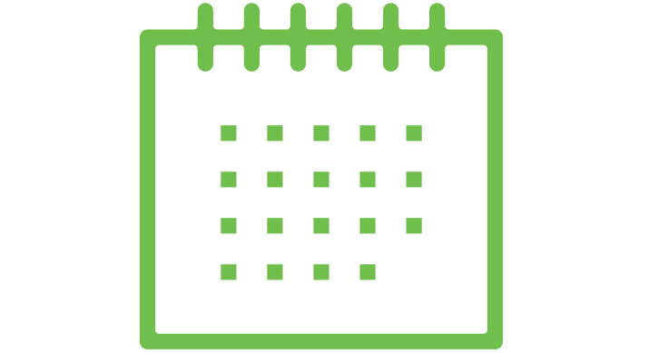 a green icon of a calendar