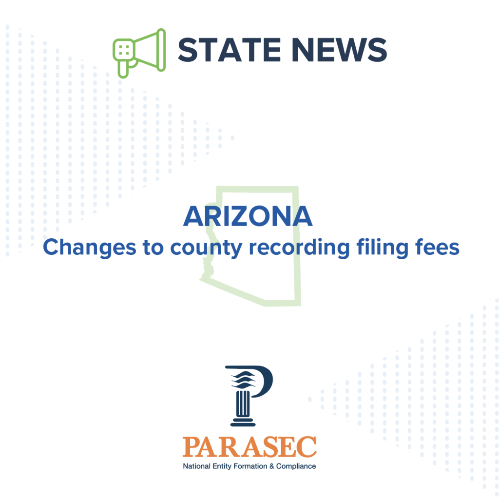 Arizona County Recording Filing Fee Parasec