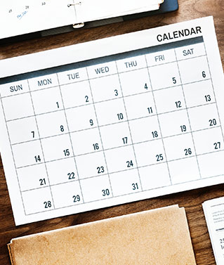 Image of Calendar to represent Annual Report Services which are designed to help clients manage annual report due dates.
