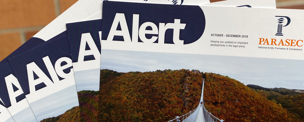 Image of copies of the Parasec Newsletter, The Alert.
