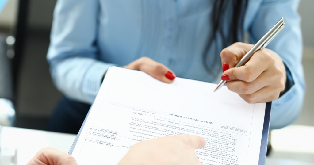 Woman accepting service of process