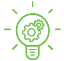 A light bulb with cogs inside to illustrate that our registered agent services are handled by experts in the field.